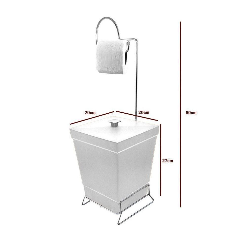 Lixeira com Suporte de Papel Higiênico - Stolf Branco - 2