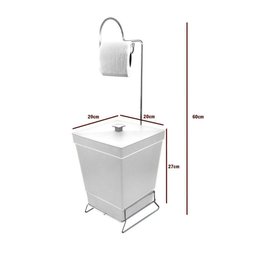 Lixeira com Suporte de Papel Higiênico - Stolf Branco - 2