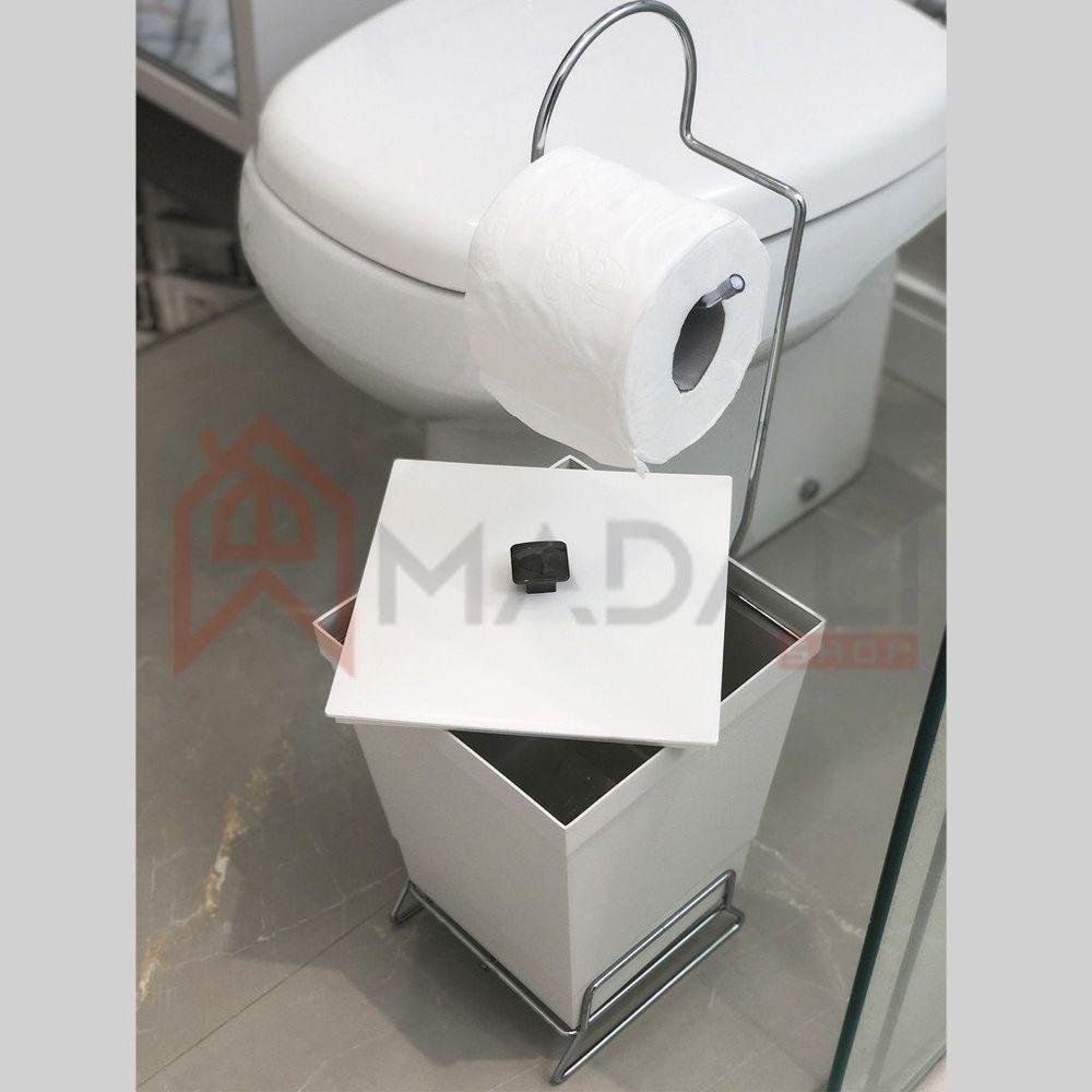 Lixeira com Suporte de Papel Higiênico - Stolf Branco - 3