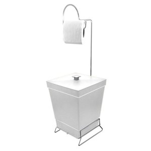 Lixeira com Suporte de Papel Higiênico - Stolf Branco