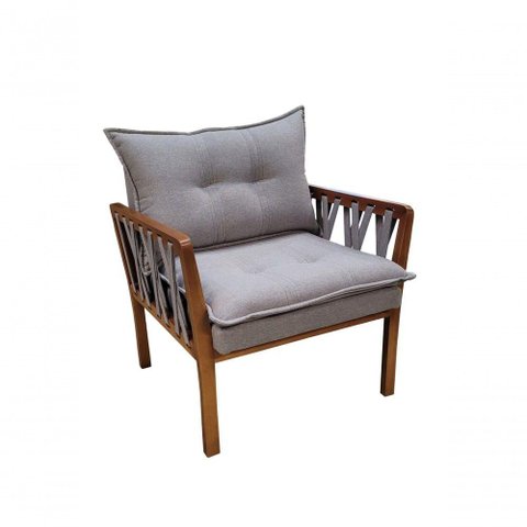 Kit 2 Poltronas Decorativa Luxo Safira Dora Bela Cor Cinza Linho 1005