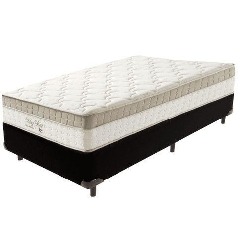Cama Box Preto e Colchão King Best Molas Ensacadas Solteiro 88x188x33 Anjos