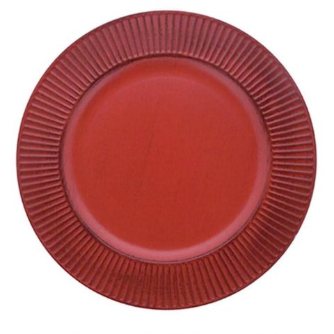Kit 4 Sousplat Listras Vermelho 33 cm Polipropileno - Mimo Style