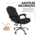 Ver imagem 3 de Cadeira de Escritório Presidente Soft Reclinável Ergonômica - Preto - 1
