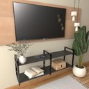 Ver imagem 3 de Rack Industrial para Sala - Estante de TV Suspensa - Retro Moderno - Preto