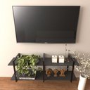 Ver imagem 1 de Rack Industrial para Sala - Estante de TV Suspensa - Retro Moderno - Preto