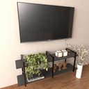 Ver imagem 2 de Rack Industrial para Sala - Estante de TV Suspensa - Retro Moderno - Preto
