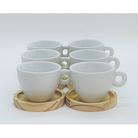 Kit Jogo 6 Xícaras Café e Chá 150ml C/ Pires Red. Pinus