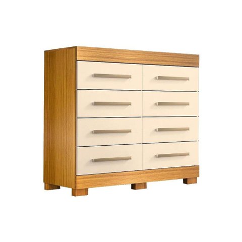 Cômoda Solteiro Nalu c/ 8 Gavetas Nature/Off White - ACP