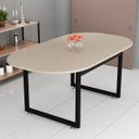 Ver imagem 3 de Mesa de Jantar para 6 Cadeiras Tampo Oval em Mdf Base de Ferro Preta Estilo Industrial:off White