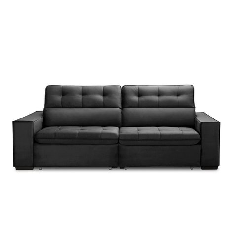 Sofa Retratil Reclinavel 2 Lugares 2,10 Vitória Veludo Grafite Lansofbr