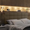 Ver imagem 2 de Cabeceira Estofada Cama Box Casal Bia Bege 1,40