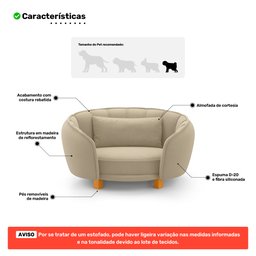 Mini Cama Poltrona Pet Lary Baby para Cachorro Veludo Bege - Desk Design - 6