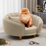 Mini Cama Poltrona Pet Lary Baby para Cachorro Veludo Bege - Desk Design - 4