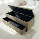 Ver imagem 3 de Puf Baú com Gaveta de Casal 140x50x45cm na Cor Bege - Produto de Alta Qualidade e Conforto