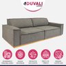 Sofá Living Quadrado Fixo 4 Lugares Debrum e Lapela Creta 220 cm Pé Madeira Linho Cinza - Duvali - 3
