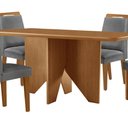 Ver imagem 2 de Mesa Evora 120 Mdf com 4 Cadeiras Athenas Linho Grafite-naturalle-naturalle