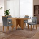 Ver imagem 1 de Mesa Evora 120 Mdf com 4 Cadeiras Athenas Linho Grafite-naturalle-naturalle