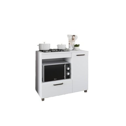Balcão Armario Branco para Cooktop 4 Bocas Moderno Espaçoso com Gavetas Mp