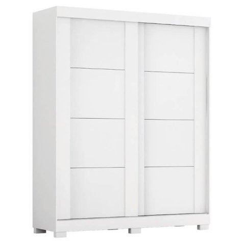 Guarda Roupa Solteiro 2 Portas de Correr Helena Branco 100% MDF