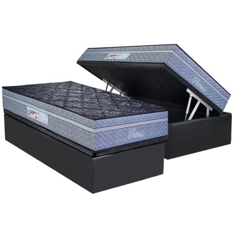 Cama Box Baú Solteiro: Colchão Molas Masterpocket Ensacadas Paropas Petrus Chumbo + Base Crc Suede