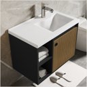 Ver imagem 4 de Conj Gab C/ Espelheira e Cuba para Banheiro Adonis - Preto Ripado