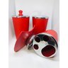 Kit para Banheiro Inox com 4 Peças Acessórios Vermelho - 4