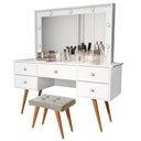 Ver imagem 5 de Penteadeira Camarim Anaisa Luz de Led e Espelho -novas Cores: Branco