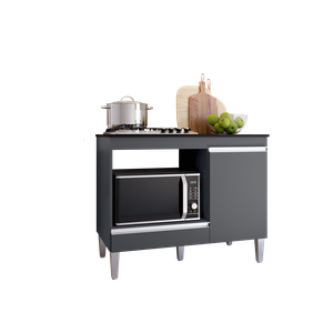 Balcão Cozinha para Cooktop e Forno Microondas Carla Cinza - Ajl