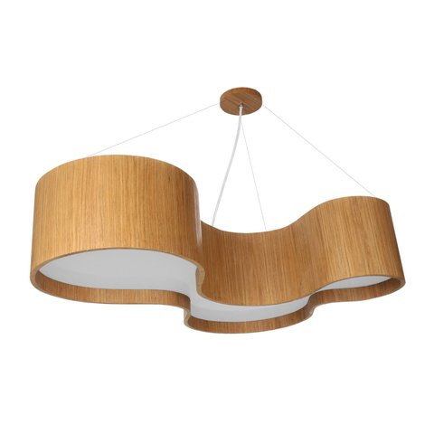 Lustre Pendente Semi Cilíndrico Madeira 75cm - Freijó