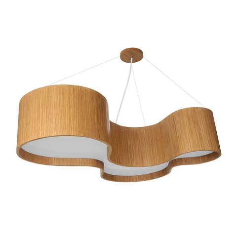 Lustre Pendente Semi Cilíndrico Madeira 75cm - Freijó