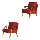 Ver imagem 1 de Kit 2 Poltronas Cadeira Mona Luxo Recepção - Veludo Vermelho