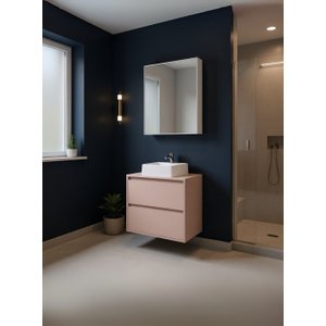 Gabinete para Banheiro com Cuba e Armario 60cm Mdf Rosa Dubai - On Móveis