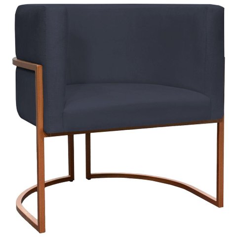 Poltrona Decorativa Recepção Luna Suede Cores Base de Ferro Bronze - Preto, Suede