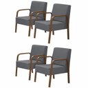 Ver imagem 1 de Kit 4 Poltronas 1 Lugar Jade Pé Madeira D Salla Grafite