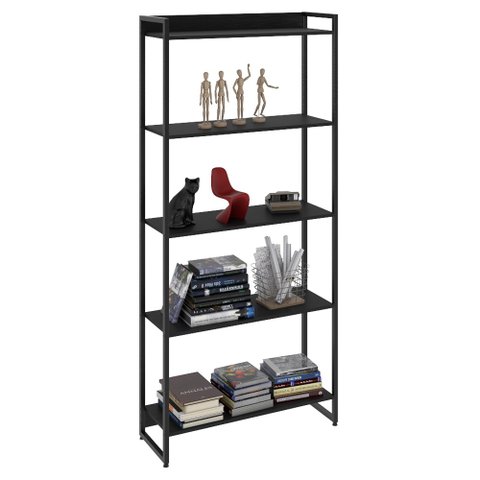 Estante Livreiro Multiuso Dynamica Industrial 80cm 5 Prateleiras C08 Preto Ônix - Mpozenato