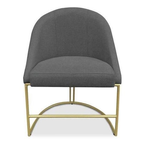 Cadeira Poltrona de Jantar Bela Base Metálica Industrial Dourado Sala Recepção Escritório Veludo Gra