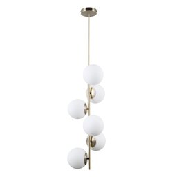 Pendente Bella Petit Poá Dourado e Branco 31x140cm E27 Bolinha 30w SQ004 - 1