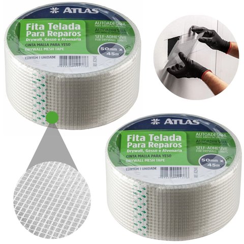 Fita Telada Auto Adesiva para Reparos 100mm X 20m Gesso Drywall Alvenaria | 02 Un