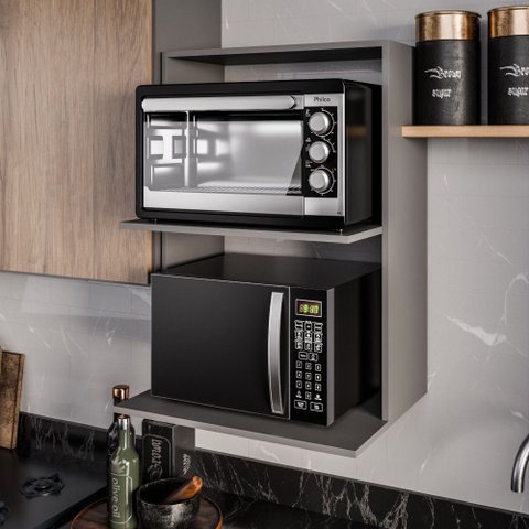 Suporte para Microondas e Forno Lauren Grafite Maderatto Móveis