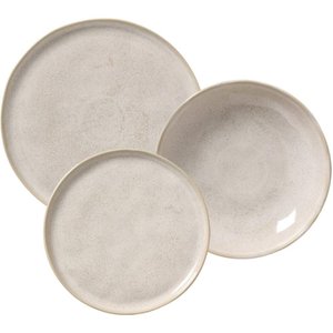 Jogo de Pratos Cerâmica Porto Brasil 12 Peças Bio Latte Rasos Fundos Sobremesa 4 Pessoas