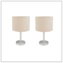 Ver imagem 1 de kit 02 Abajur Quarto Pé Escovado Alumínio Cúpula tecido Algodão Crú