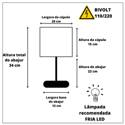 kit 02 Abajur Quarto Pé Escovado Alumínio Cúpula tecido Algodão Crú - 4