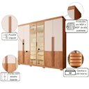 Ver imagem 3 de Guarda Roupa Casal Sinatra 6 Portas de Bater 4 Gavetas MDF MDP com LED Freijó Off White Mais de