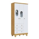Ver imagem 6 de Guarda Roupas Janela Quarto Bebê Pingo 3 Portas 3 Gavetas - Branco com Amêndoa