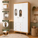 Ver imagem 4 de Guarda Roupas Janela Quarto Bebê Pingo 3 Portas 3 Gavetas - Branco com Amêndoa