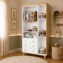 Ver imagem 2 de Guarda Roupas Janela Quarto Bebê Pingo 3 Portas 3 Gavetas - Branco com Amêndoa