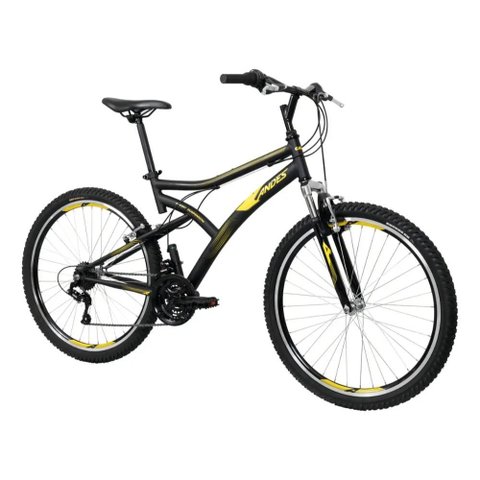 Bicicleta Mountain Bike Caloi Andes Aro 26 21 Marchas Freio V-Brake Quadro Aço Preta