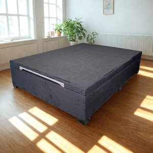 Cama Box Baú Casal Suede Luxo - Gs Kamas - Acabamento Reforçado, Amplo Espaço (preto)