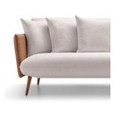 Ver imagem 2 de Sofá Gante 3 Lugares Assento Linho Branco Braços Couro Marrom Base Madeira Amêndoa 258cm - 62506